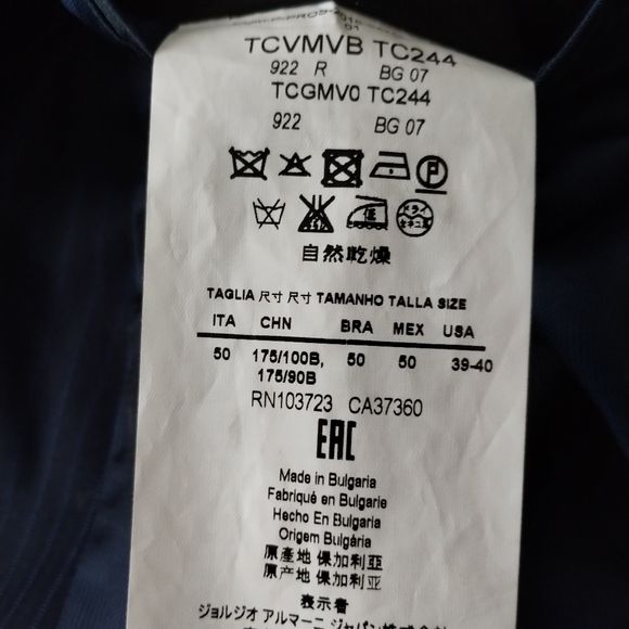 Armani Collezioni M Line Blazer Size 40R Navy Blue Classic Striped Lined Office - Picture 7 of 14